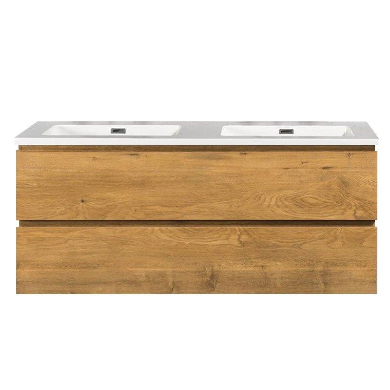 Lavabo de mármol mineral Tieme 120cm blanco sin orificio para grifería