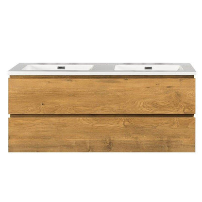 Lavabo de mármol mineral Tieme 120cm blanco sin orificio para grifería