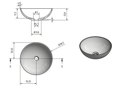 Solid surface waskom Sanne antraciet - WDtegels