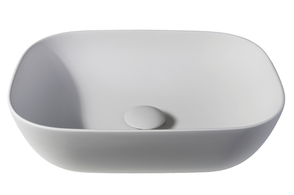 Solid surface washbasin Maud white