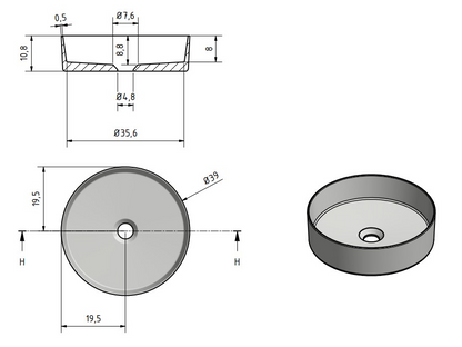 Solid surface waskom Tess grijs - WDtegels
