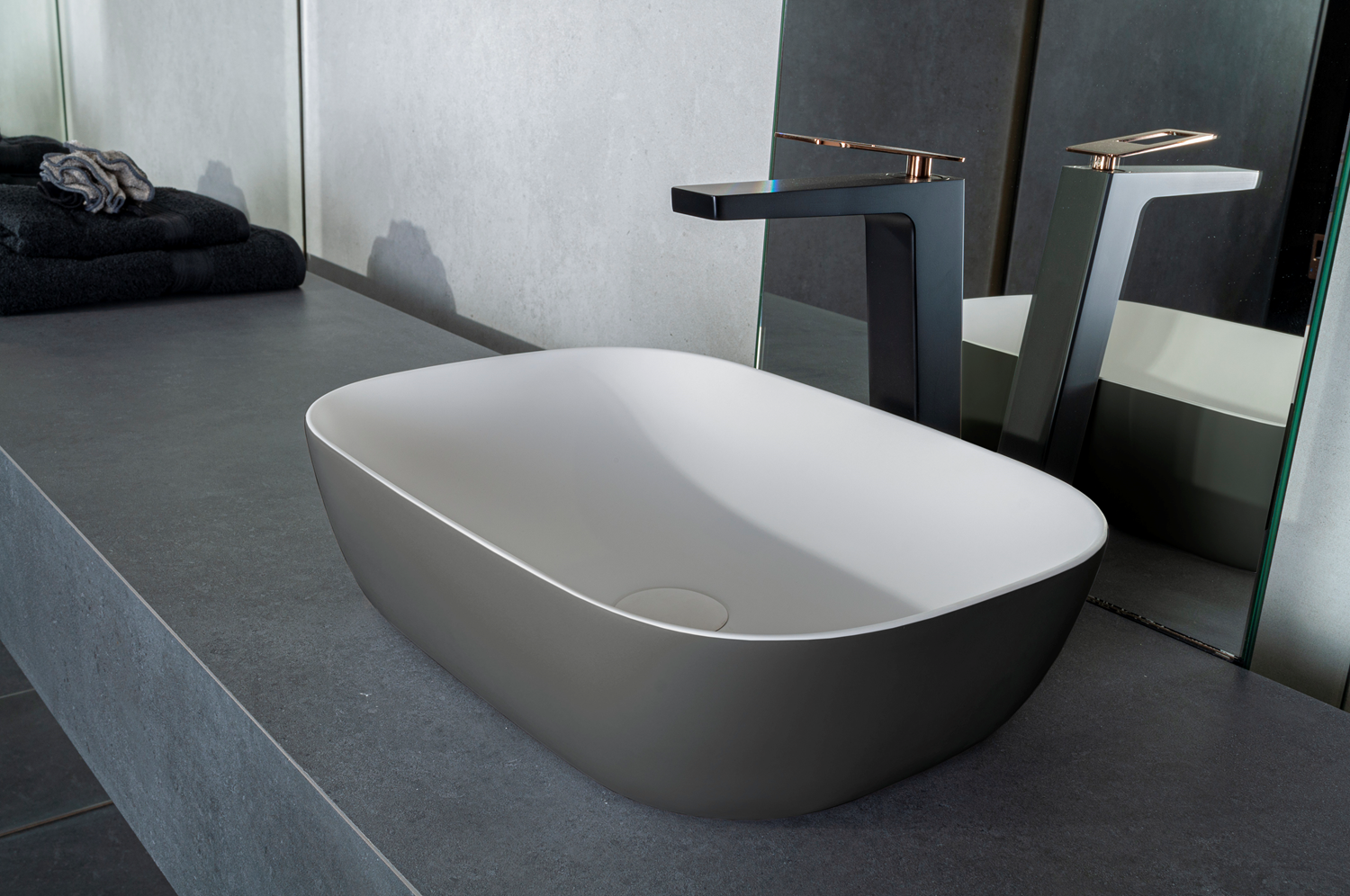 Solid surface waskom Maud grijs EXT - WDtegels