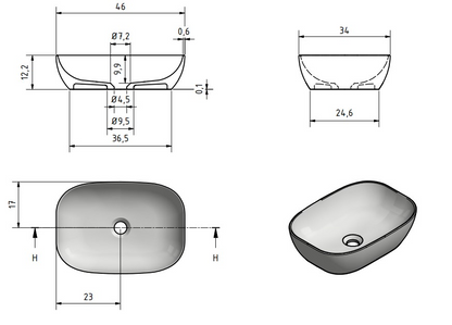 Lavabo de superficie sólida Maud gold EXT
