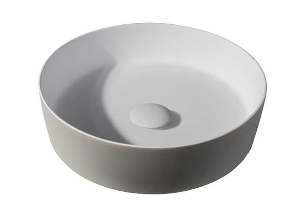 Solid surface waskom Tess | 39x39x10,8cm | Greige EXT