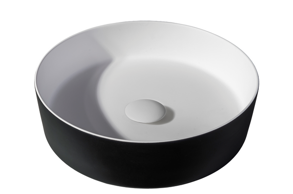 Solid surface waskom Tess | 39x39x10,8cm | Zwart EXT