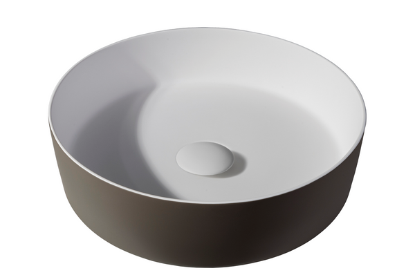 Solid surface waskom Tess | 39x39x10,8cm | Moka EXT