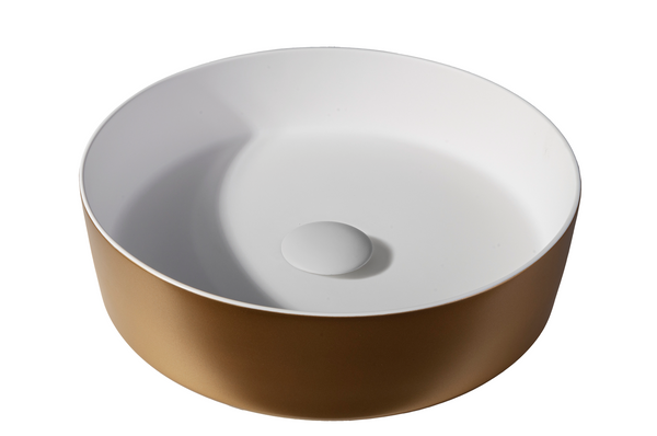 Solid surface waskom Tess | 39x39x10,8cm | Goud EXT