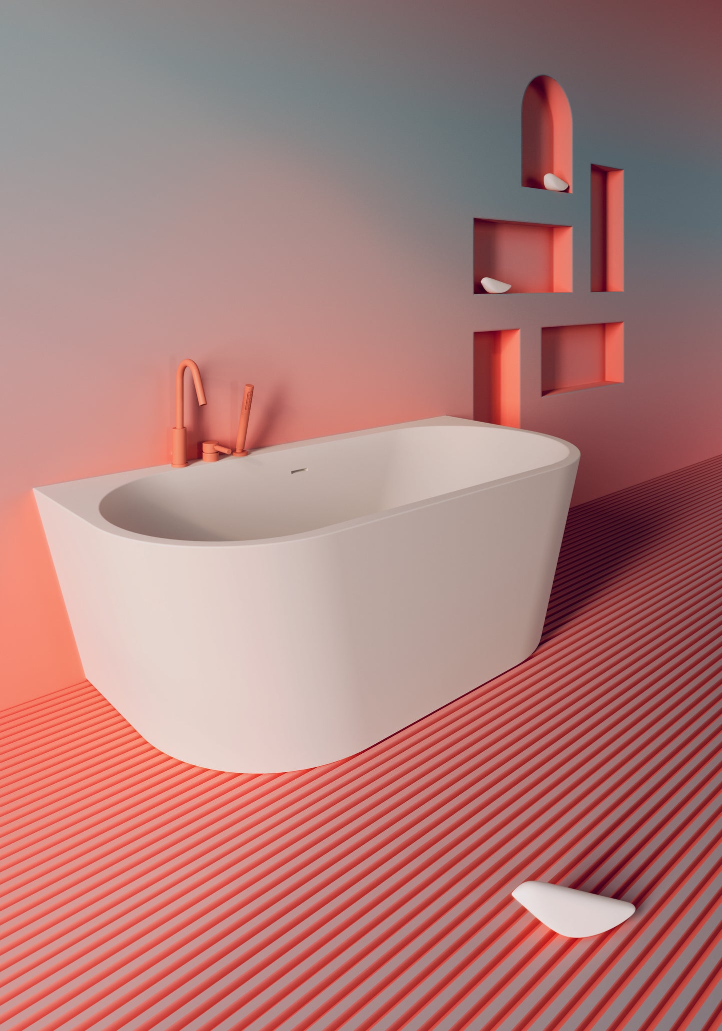 Bañera adosada Juul, blanco mate