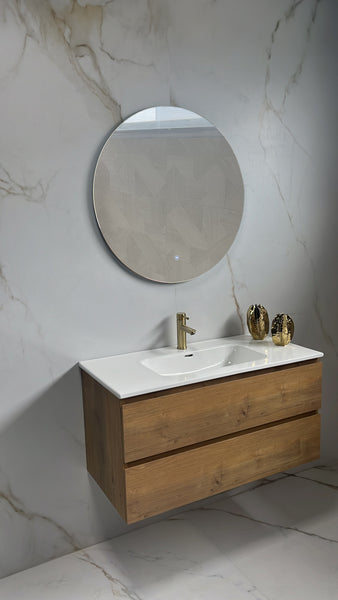 Espejo de baño 80cm LED, botón táctil, anticondensación