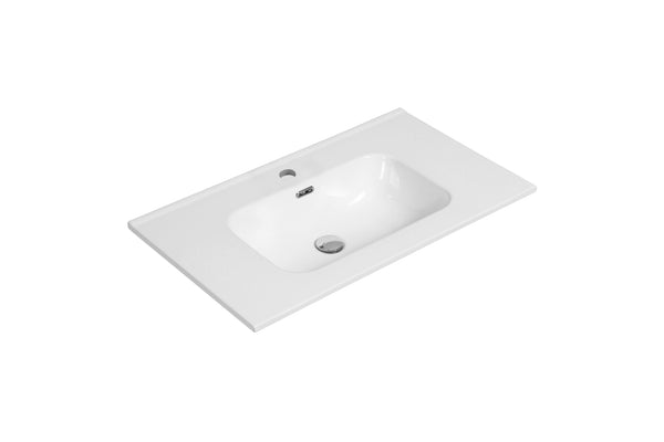 Lavabo de cerámica Tieme blanco 805x480x175 con orificio para grifería