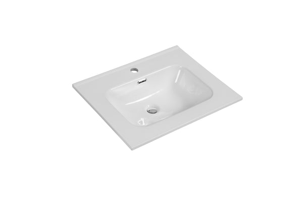Lavabo de cerámica Tieme blanco 605x480x175 con orificio para grifería