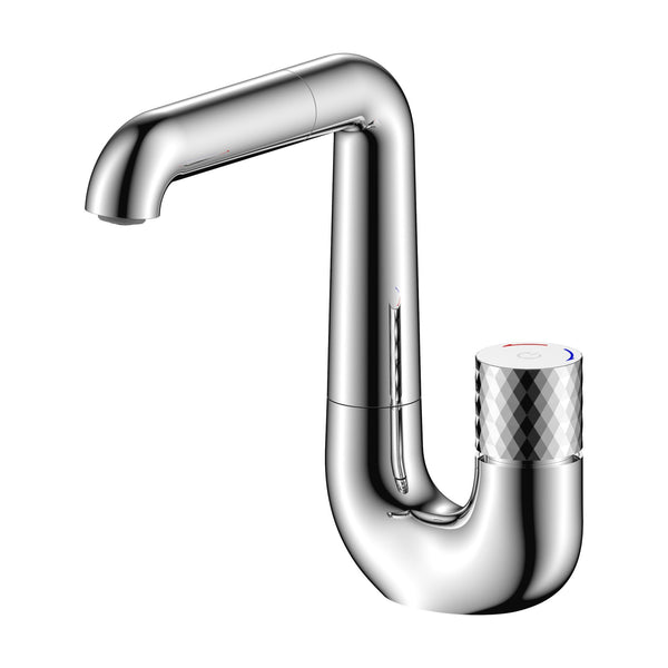 Aloni Flow Basin Mixer Tap | Push Button | Swivel Spout | Chrome