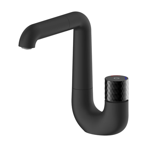 Aloni Flow Basin Mixer | Push Button | Swivel Spout | Matt Black