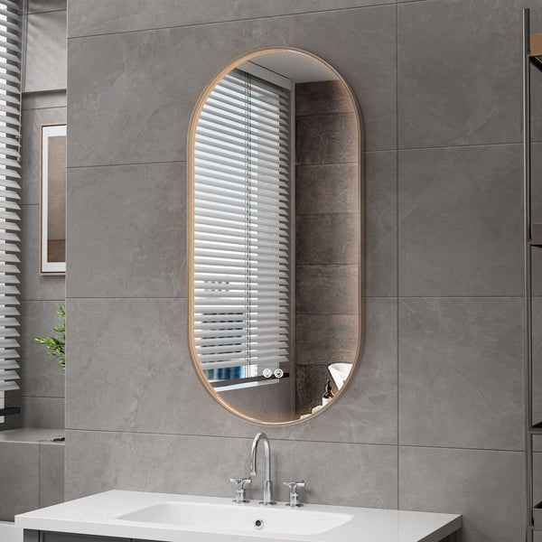Aloni Avalo Spiegel Ovaal | 50x100cm | Geborsteld Bruin Bronzen Lijst