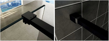 Less walk-in shower 50 x 200 cm Nano clear glass/matte black Wiesbaden