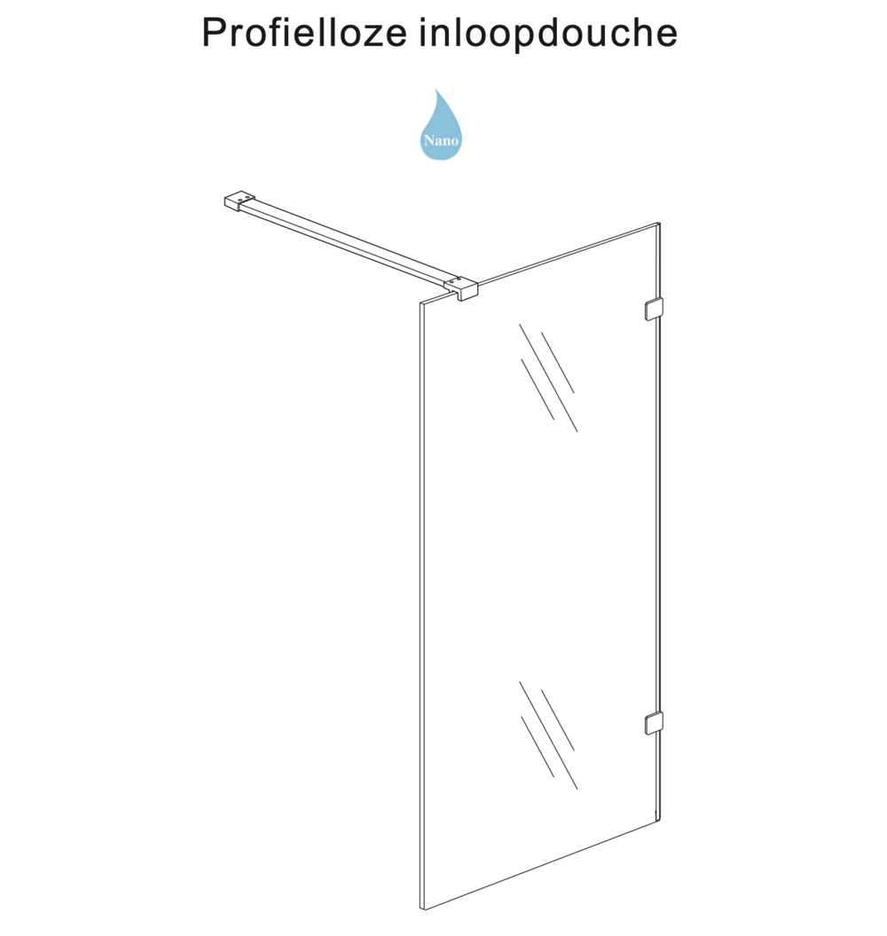 Less inloopdouche 50 x 200 cm Nano helder glas/gunmetal Wiesbaden - WDtegels