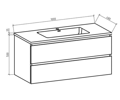 Onderkast badkamermeubel Tieme mat grijs 100x50x48cm