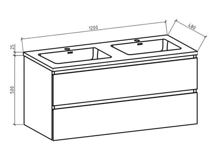 Onderkast badkamermeubel Tieme mat donker eiken 120x50x48cm - WDtegels