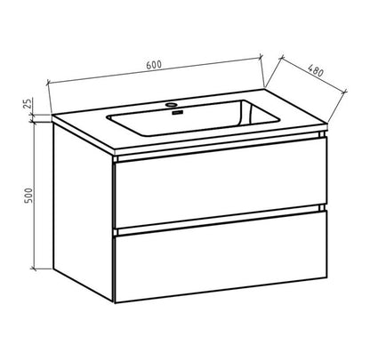 Onderkast badkamermeubel Tieme hoogglans wit 60x50x48cm