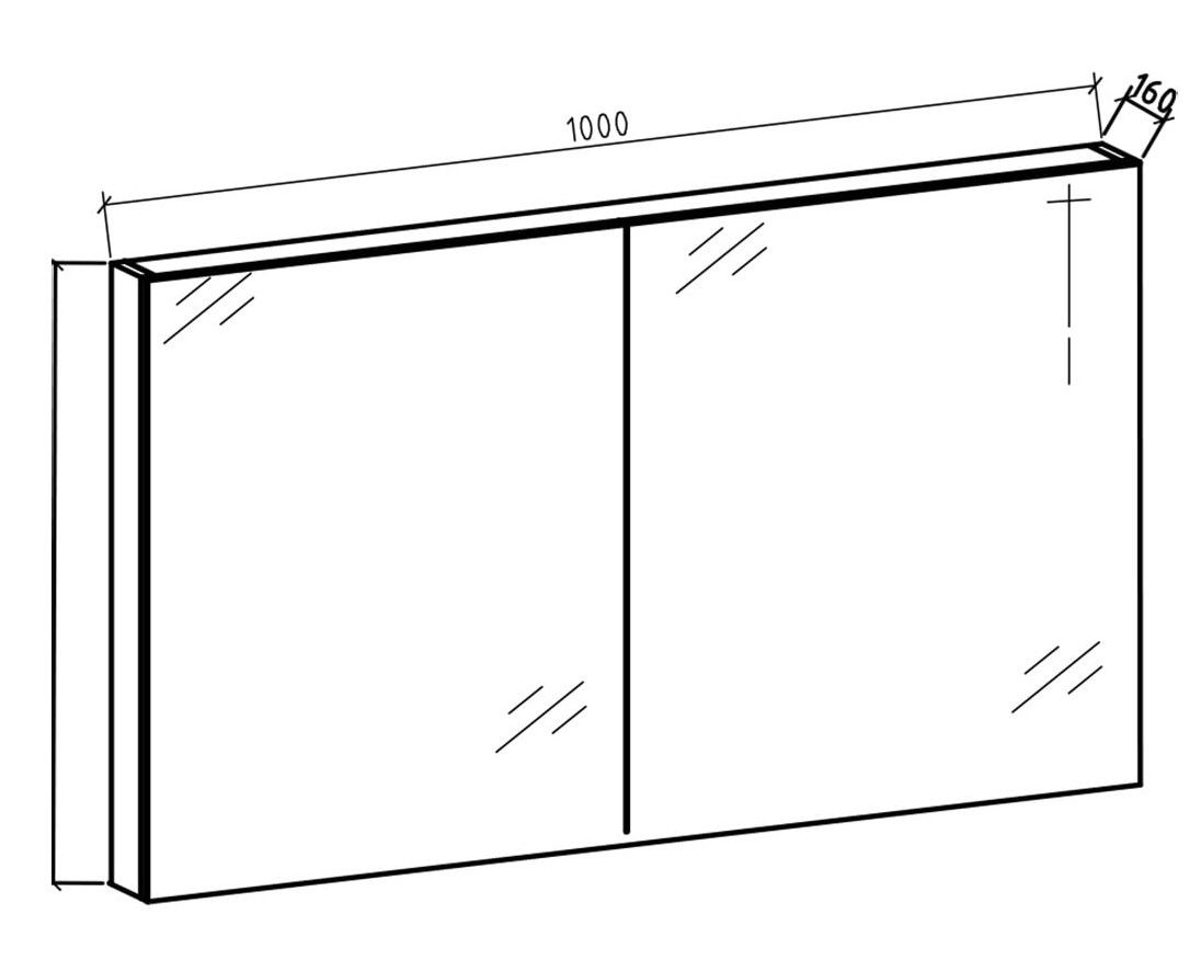 Spiegelkast Tieme mat grijs 100x70x16cm