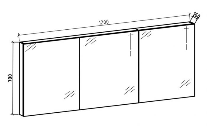 Spiegelkast Tieme mat grijs 120x70x16cm - WDtegels
