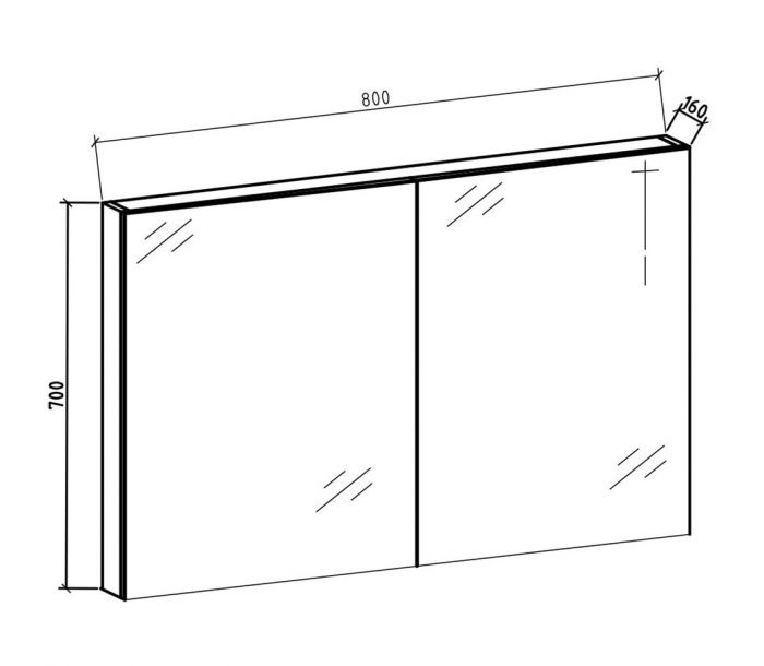 Spiegelkast Tieme mat eiken 80x70x16cm