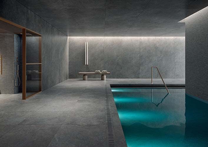Vloer- en wandtegel Limestone Dark 80x80 rett - foto 3