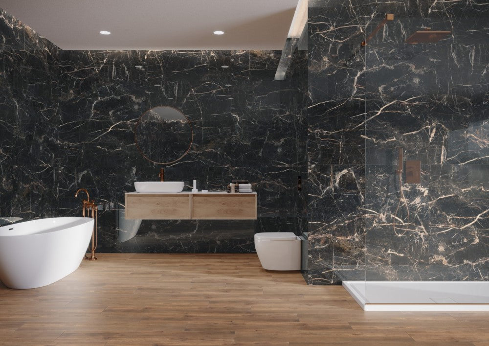 Vloer- en wandtegel Marquina Gold mat 120x120 rett - foto 4