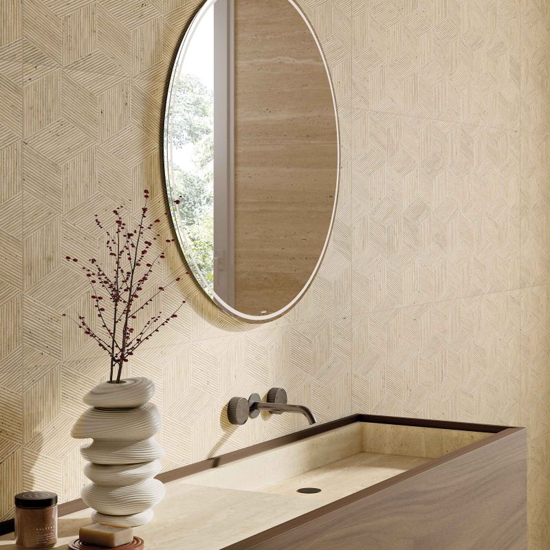 Wandtegel Milano Cube Cream 40x120 rett - foto 3