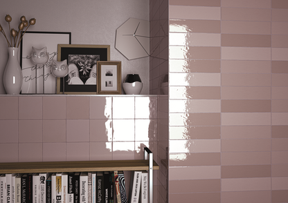 Moos Pink handvorm 6,5x26 glans - WDtegels