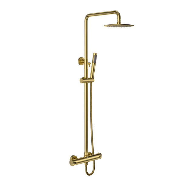 Aloni Optima Rondo Rain Shower Set | Ø20cm | Thermostatic | Surface-mounted | Brushed Gold