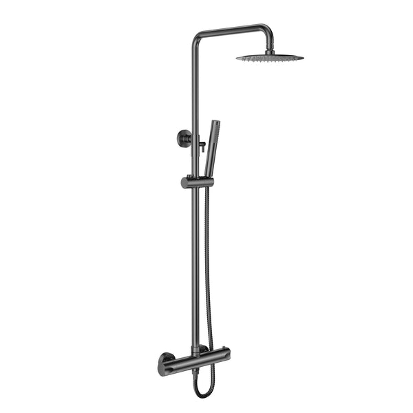Aloni Optima Rondo Rain Shower Set | Ø20cm | Thermostatic | Surface-mounted | Gunmetal
