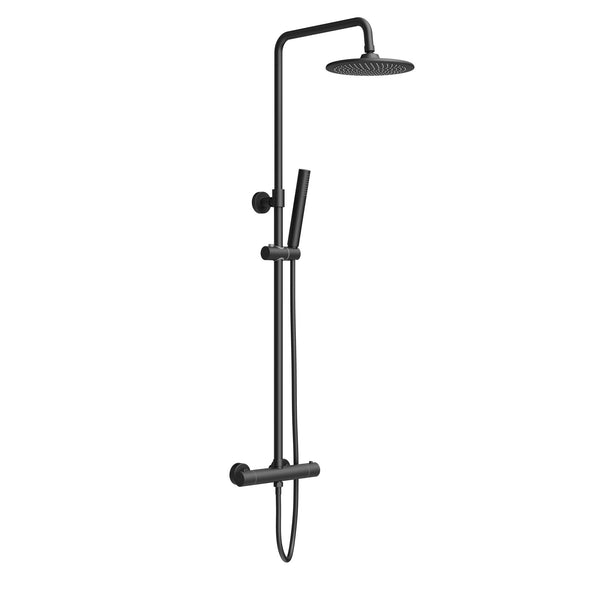 Aloni Optima Rondo Rain Shower Set | Ø20cm | Exposed | Thermostatic | Matt Black
