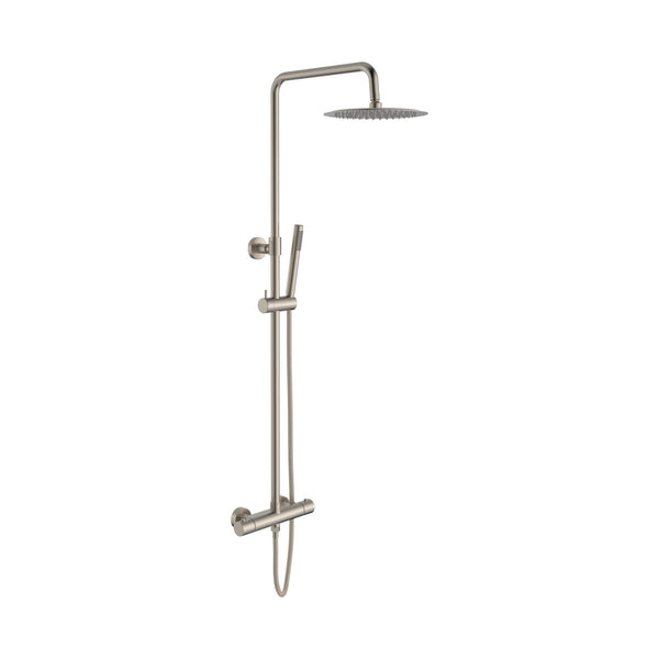 Aloni Optima Rondo Rain Shower Set | Thermostatic | Surface Mounted | Brushed Stainless Steel