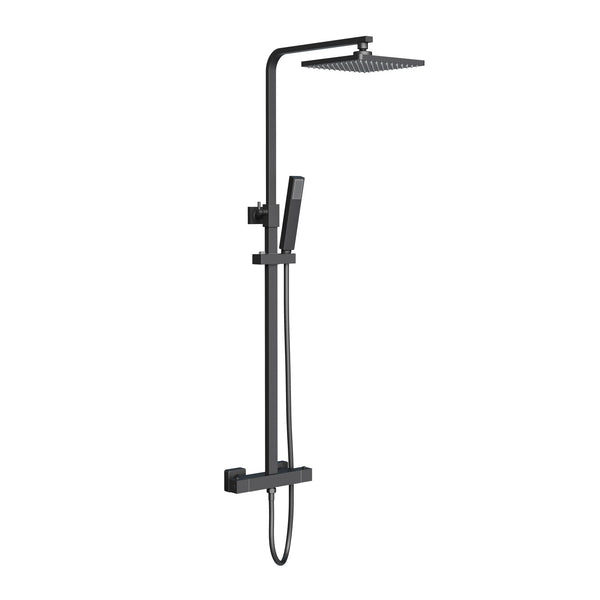 Aloni Optima Quadro Rain Shower Set | 20cm | Exposed | Thermostatic | Matte Black