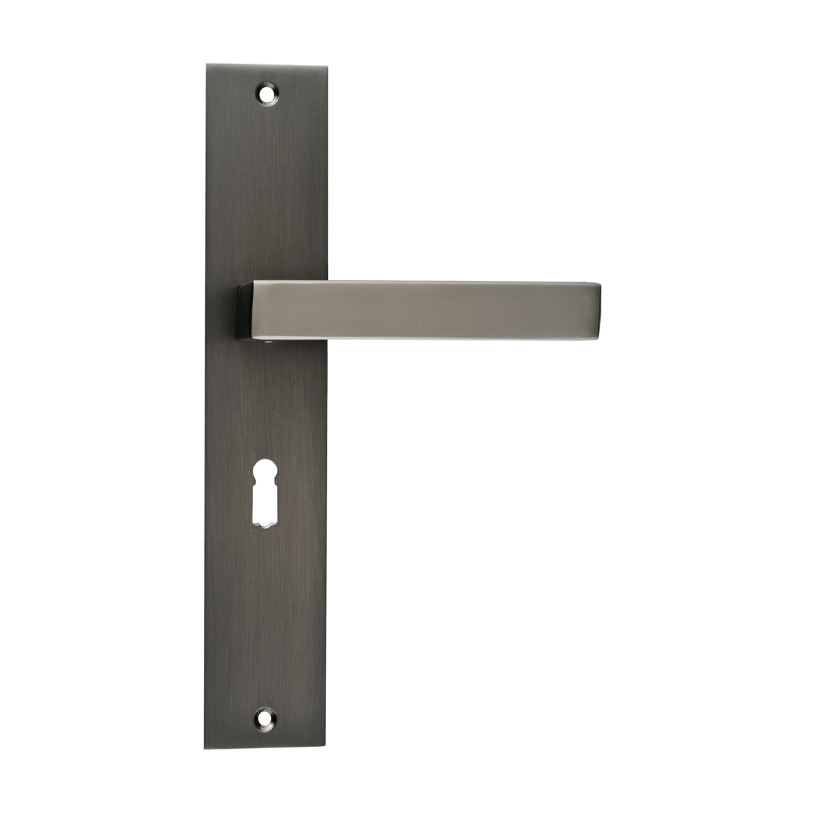 Deurklink Fano in gun metal met sleutelgat 56 mm