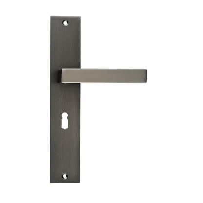 Deurklink Fano in gun metal met sleutelgat 56 mm