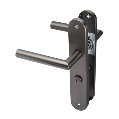 Deurklink Torino in gun metal met WC-sluiting 63 mm