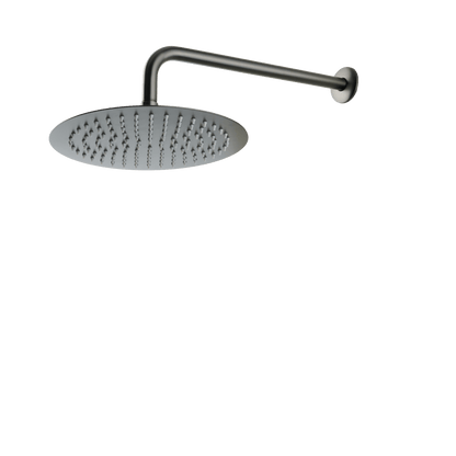Hoofddouche en douchearm van inbouw regendoucheset Terni in gun metal