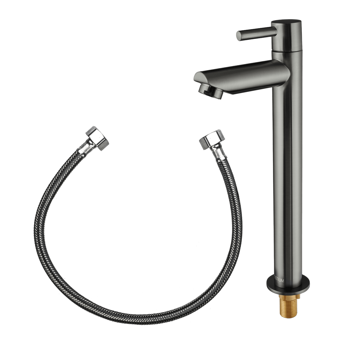 Hoge fonteinkraan Altano in gun metal met aansluitslang