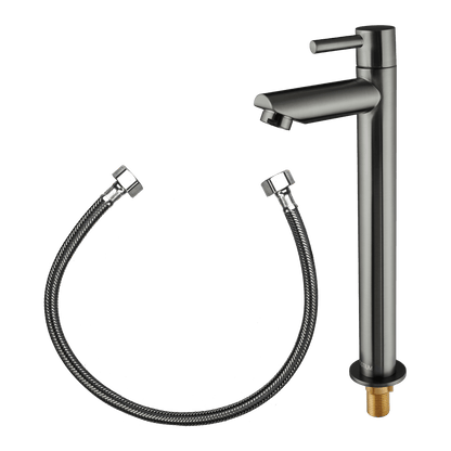 Hoge fonteinkraan Altano in gun metal met aansluitslang