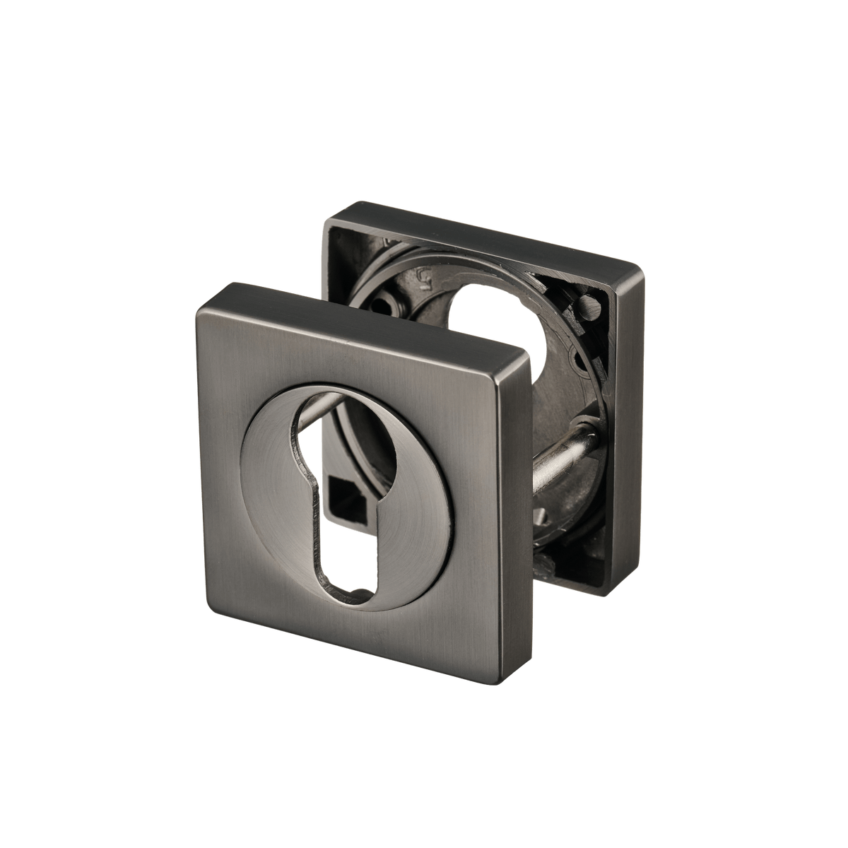 Vierkant cilinderrozet in gun metal
