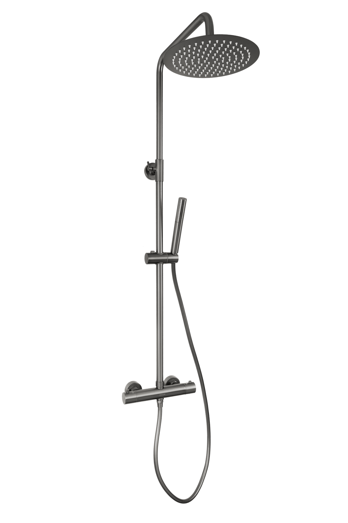 Ronde regendoucheset Novi in gun metal