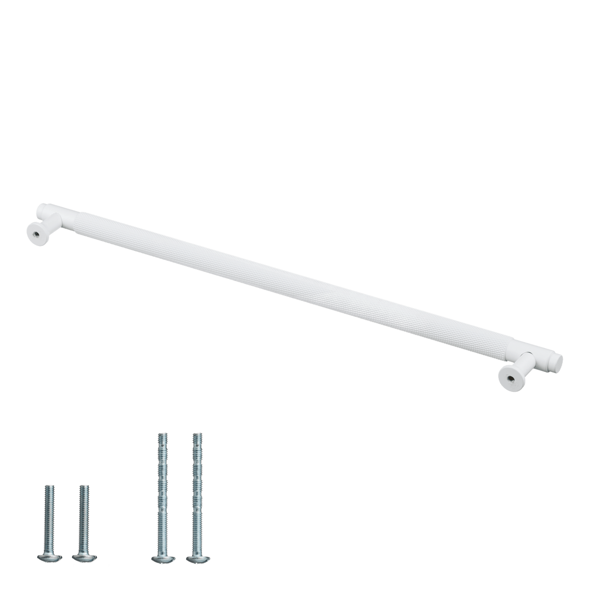 Meubelgreep in wit met diamond cut structuur, hartafstand 320 mm, lengte 352 mm met bevestigingsmateriaal
