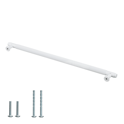 Meubelgreep in wit met diamond cut structuur, hartafstand 320 mm, lengte 352 mm met bevestigingsmateriaal