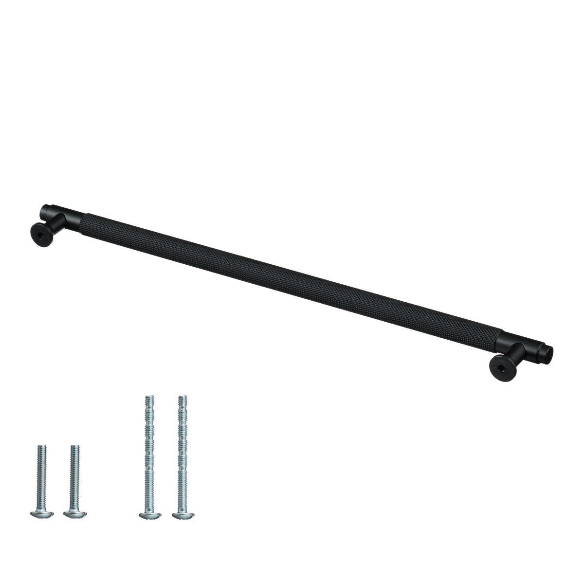Meubelgreep in zwart met diamond cut structuur, hartafstand 320 mm, lengte 352 mm met bevestigingsmateriaal