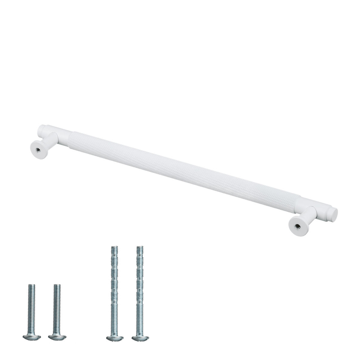 Meubelgreep in wit met diamond cut structuur, hartafstand 224 mm, lengte 256 mm met bevestigingsmateriaal