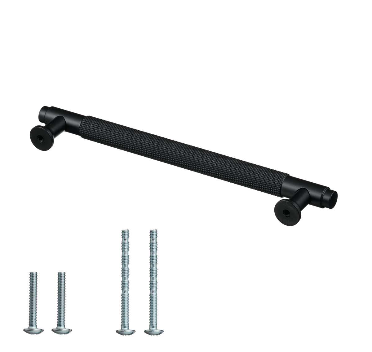 Meubelgreep in zwart met diamond cut structuur, hartafstand 192 mm, lengte 224 mm met bevestigingsmateriaal