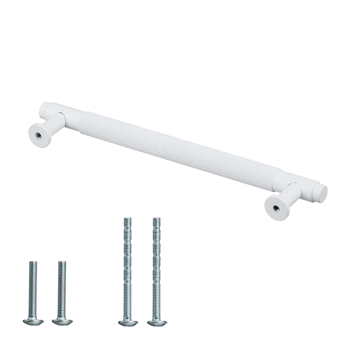 Meubelgreep in wit met diamond cut structuur, hartafstand 160 mm, lengte 194 mm met bevestigingsmateriaal