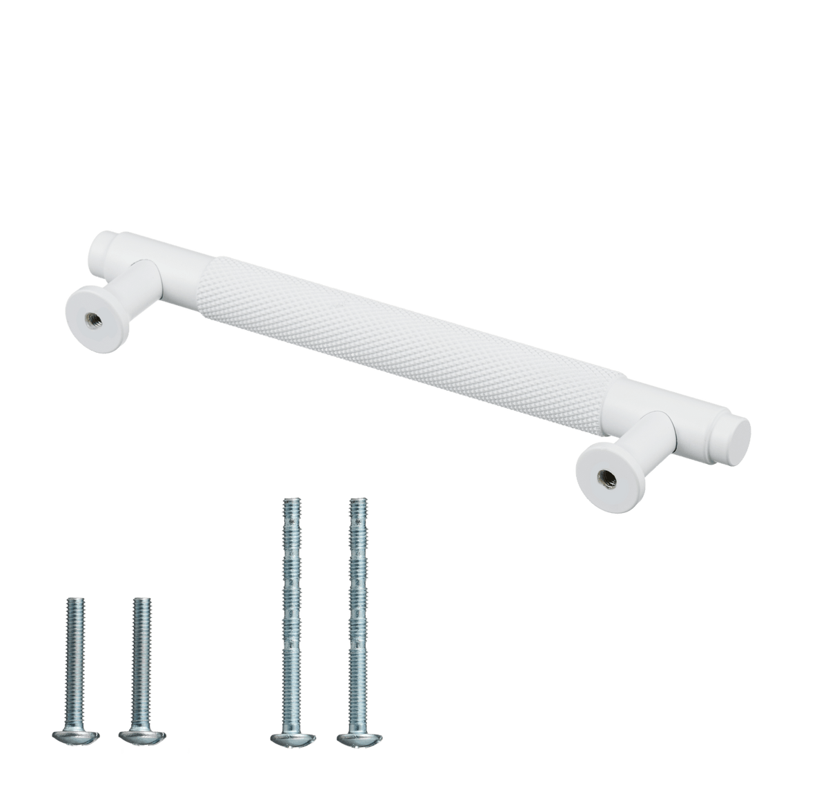 Meubelgreep in wit met diamond cut structuur, hartafstand 96 mm, lengte 130 mm met bevestigingsmateriaal